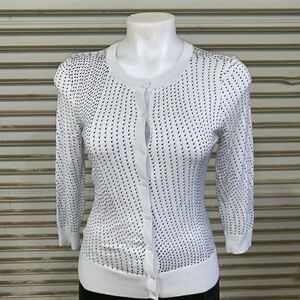 Halogen button up cardigan gray with black dots